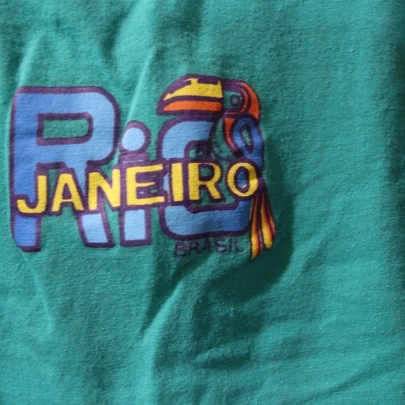Rio De Janeiro Teal Green Cropped Tshirt Travel Tourist Medium - Picture 3 of 7